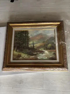宮沢万吉　海岸風景 油彩画 額装 宮沢万吉 海岸風景 油彩画 額装 - メルカリ