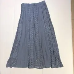 WILLSELECTION レース ロングスカート 水色 ブルーグレー M