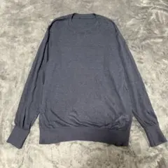 美品　無印良品 MUJI リネン 麻 サマーニット セーター　XL ネイビー