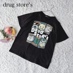 ドラッグストアーズ　半袖Tシャツ　犬　ぶたさん　プリント　ブラック　大人可愛い