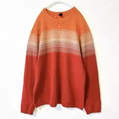 希少 90s OLD GAP 香港製 グラデーション ニット ボーダー M 赤