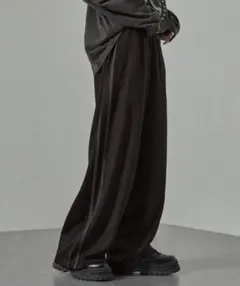 【Alfred Alex】ダブルフェイスサイドライン ワイドトラックパンツ L