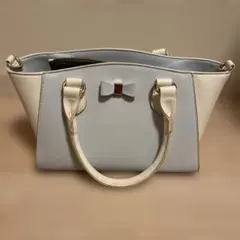 水色と白のリボン付きショルダーバッグ