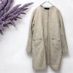 シップス✨️ノーカラーコート 高品質ウール100% キレイ系羽織り 大人可愛い