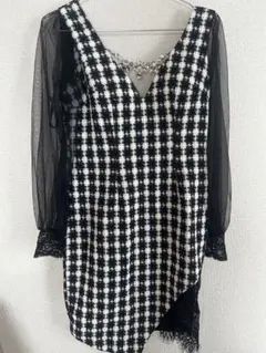 チェック柄シースルー袖ナイトドレス