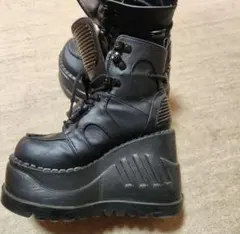 デモニア STOMP-13 ブラック ウェッジソール ブーツ 厚底 スニーカー