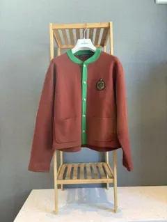 CABaN キャバン ファインポリエステル クルーネックカーディガン レッド