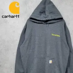 古着 90s カーハート 企業 刺繍ロゴ スウェット パーカー グレー XL