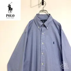 超人気❗️ラルフローレン　ワンポイントロゴシャツ　L90s刺繍古着希少レア長袖BD