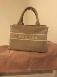 miumiu ジャガードロゴデニム トートバッグ ピンクのサムネイル