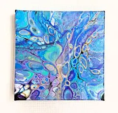 流動性アート フルイドアート 抽象画 アクリル画 箔押しラメ加工 A
