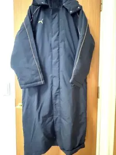 Puma フード付きネイビー ロングコートL-Ｏ
