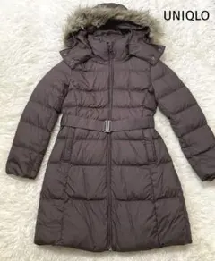 ユニクロ　未使用に近い　ダウンコート　ウルトラライトダウン　ロング　ベルト　L