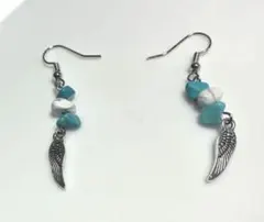 ピアス イヤリング ハンドメイド 天然石 ターコイズ ウイング ターコイズ 羽