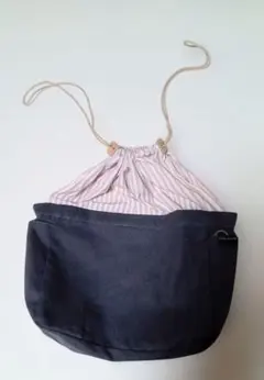 ★フェリシモ・インナーバッグ・布製ネイビー＆ストライプ（新品）のサムネイル