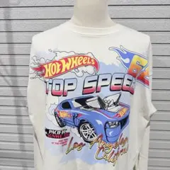 Hot Wheels 薄手スウェット ビッグプリント M 白 トレーナー