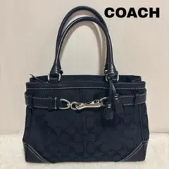 Coach コーチ ミニボストンバッグ ブラック 黒 シグネチャー - メルカリ