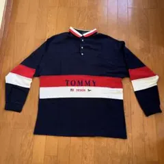 TOMMY ポロシャツ XL ネイビー/レッド　長袖