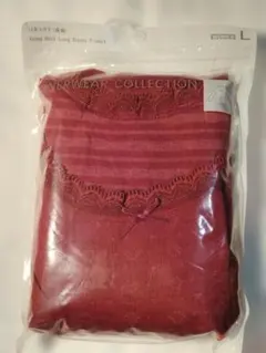 レース付きUネックT《長袖》 Lサイズ 　赤