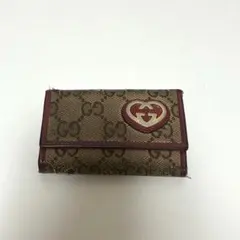 GUCCI GGキャンバス柄 レッド キーケース