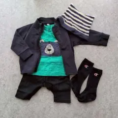 コーデ販売 クマの刺繍付きベビー服セット 70cm