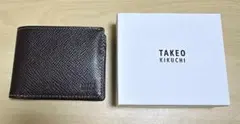 【新品】TAKEO KIKUCHI タケオキクチ二つ折り財布 ダークブラウンのサムネイル