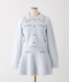 美品】メゾピアノ カットジャガード ハーフZIP セーラー セットアップ 