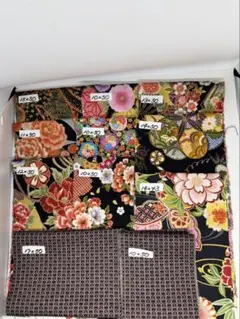 和風花柄生地セット_黒系