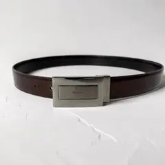 フェラガモ　メンズベルト　パテントレザー　ブラウン×ブラック　プレートバックルのサムネイル