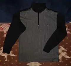 ARROW ストライプ ハーフジップポロシャツ