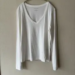 BANANA REPUBLIC Vネック長袖Tシャツ 白Mサイズ　新品未使用のサムネイル