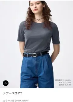 シアーベロアT ダークグレー 半袖 カットソー　Sのサムネイル