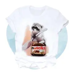 【新品未使用】Nutella アライグマ ホワイト Tシャツ チョコ ヌテラ