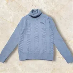 Callaway 毛混 ハイネック 長袖ニット グレー 厚手