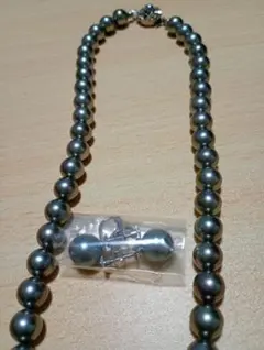 グレー 真珠 ネックレス イヤリングセット