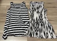【無印良品・H＆M】ノースリーブチュニック 黒白ストライプ　黒白柄　２枚セット