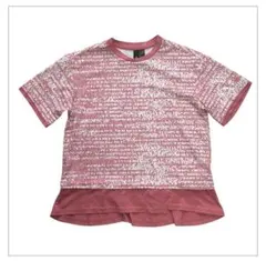 【アディダス】ロゴ総柄 レイヤード スポーツウェア ピンク XS/Mサイズ