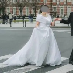 【難あり】タケミ オフショルダー ウエディングドレス 15号 日本製