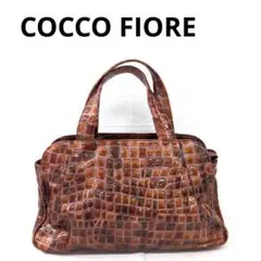 215○ COCCO FIORE ブラウン クロコダイル風 トートバッグ