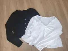 新品同様　SHEIN　ショート丈トップス　2枚組　白　黒