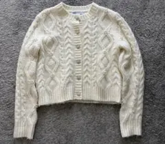 y.s様ZARAパールビジューホワイトケーブル編みカーディガンニットセーター