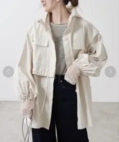 チャオパニックティピー8way袖ボリュームミドル丈マウンテンパーカーオフホワイト