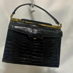 ハンドバッグ ブラック ゴールド金具 ヴィンテージ フォーマル レトロ 黒