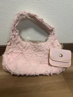 ピンク フリンジ付きハンドバッグ