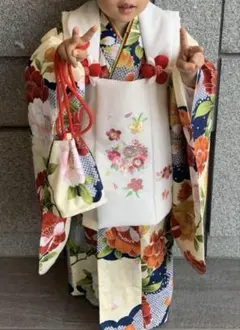 508agu51◎七五三 三歳 女の子 セミアンティーク 中綿入り着物のみ
