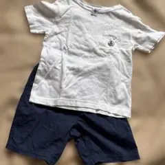 PETIT BATEAU Tシャツ、無印ショートパンツ セット　100のサムネイル