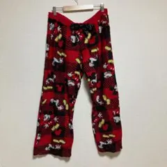 ディズニー ミッキーマウス パジャマパンツ 赤 ルームウェア M