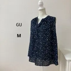 ♡ GU ジーユー　♡ ノースリーブブラウス　シャツ　総柄　M