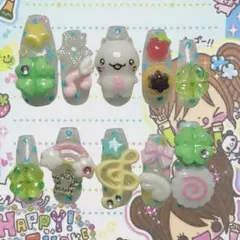 ネイルチップ ウィッシュコア 音符 羽 星 ねこ ドット 平成女児 なると