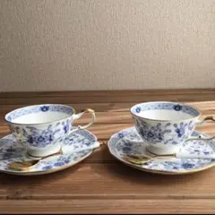 ナルミボーンチャイナNARUMIミラノ カップ＆ソーサー2客 スプーン付き